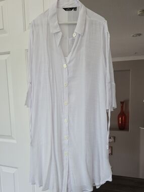 Lightweight White Button-Up Dress